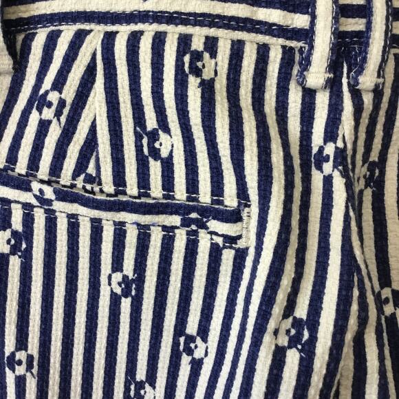 Anthropologie Blue & White Slim Trousers with Embroidery - Picture 12 of 16